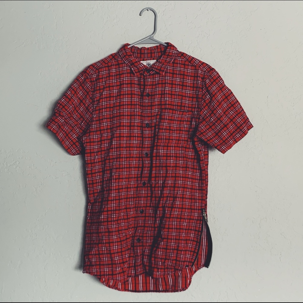 Red On The Byas Button Up With Side Zips
